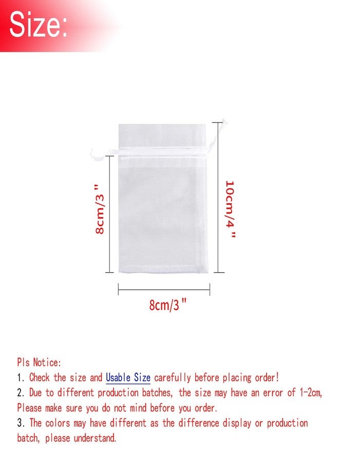Bezall 50Pcs White Organza Bags 3x4 Inch, Small Sheer Wedding Party Favor Bags with Drawstring, Mesh Jewelry Gift Bags Christmas Candy Pouches - Image 3